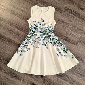 Erin Fetherston Suzie Sleveless Scuba Neoprene Floral Fit & Flare Dress Size 0